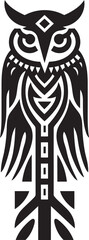 Owl Totem Pole Tribal Symbol Geometric Iconic Expression Owl Totem Pole Symbolic Meaning Creative Logo Design