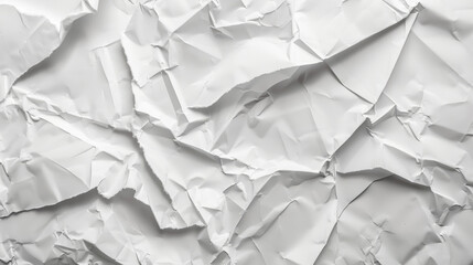 Obraz premium A close-up of crumpled white paper textured background, showcasing various folds, creases, and shadows, perfect for design or backdrop use.