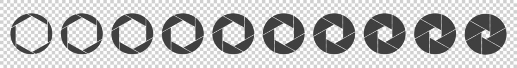 Aperture icon set. Aperture icons on white background