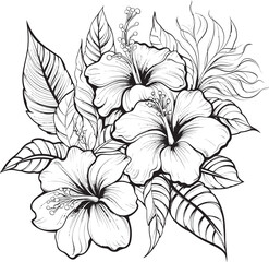 Tropical Leaf Symbol Design Modern Logo Art Hibiscus and Ferns Vector Art Geometric Iconic Formulation