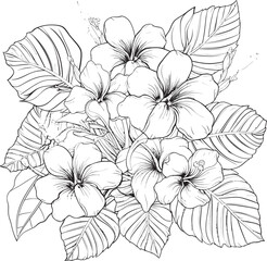 Palm Fronds and Hibiscus Tropical Graphic Expression Orchid and Fern Symbol Abstract Iconic Representation