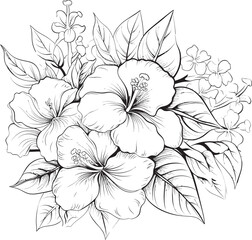 Hibiscus Flower Vector Natural Iconic Creation Tropical Leaf Design Sleek Logo Adaptation