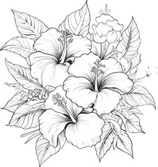 Lush Tropical Garden Artistic Graphic Creation Hibiscus Flower Symbolism Symbolic Logo Expression