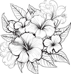 Hibiscus Bloom Art Serene Graphic Formulation Orchid and Palm Leaf Symbol Symbolic Icon Design