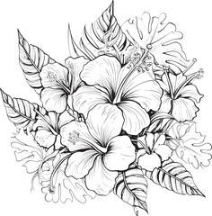 Jungle Flower Emblem Minimalist Iconic Imagery Colorful Tropical Garden Sleek Graphic Evolution