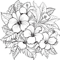 Orchid and Fern Illustration Geometric Icon Composition Lush Tropical Foliage Design Serene Graphic Formulation