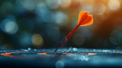 A red dart is flying towards the center of an archery target, symbolizing precision and success in business or personal goals.