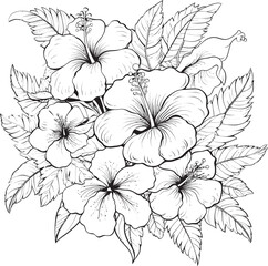 Lush Tropical Foliage Design Serene Graphic Formulation Hibiscus Flower Artistry Symbolic Icon Design