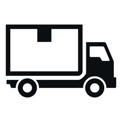Fast cargo shipping delivery truck logistic service black minimal icon vector flat illustration