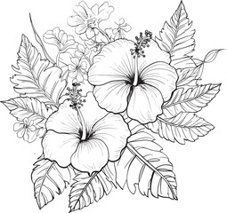 Palm Leaf and Orchid Art Artistic Graphic Creation Tropical Flower Vector Symbolic Logo Expression