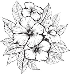 Tropical Floral Composition Artistic Logo Representation Caribbean Blossom and Leaf Icon Tropical Graphic Innovation