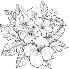 Leafy Tropical Haven Sleek Logo Adaptation Hibiscus Flower Harmony Geometric Icon Composition