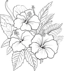 Leafy Tropical Fusion Artistic Graphic Formulation Hibiscus Flower Symbol Contemporary Logo Design