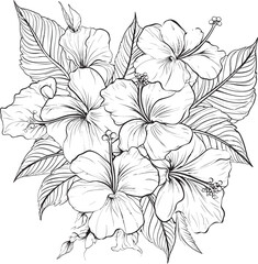 Hibiscus Flower Icon Geometric Iconic Expression Palm Leaf and Orchid Artistry Abstract Logo Development