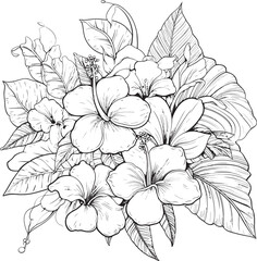 Exotic Plant and Hibiscus Flower Creative Logo Creation Botanical Paradise Illustration Symbolic Logo Expression