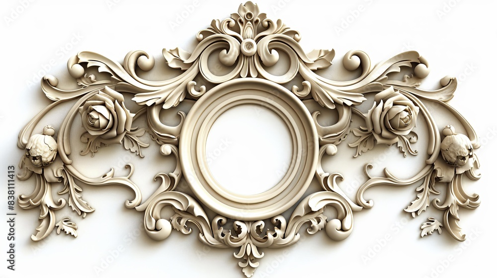 Poster an ai-generated marble frame with roses isolated on a transparent background