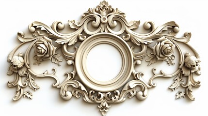 An AI-generated marble frame with roses isolated on a transparent background