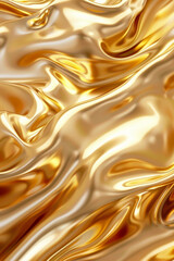 Abstract liquid gold texture background with flowing metallic swirls and shimmering golden hues, perfect for luxury designs and elegant themes.