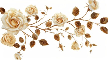 An isolated marble with roses frame on a transparent background