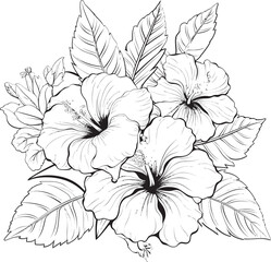 Colorful Leafy Oasis Natural Graphic Expressions Hibiscus Flower Emblem Abstract Design Inspirations