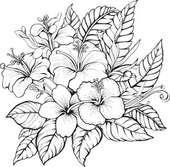 Leafy Tropical Haven Sleek Logo Adaptations Hibiscus Flower Harmony Geometric Icon Compositions