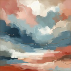 Serenity Harmony: Abstract Background with Tranquil Blue and Dusty Rose Color Blend