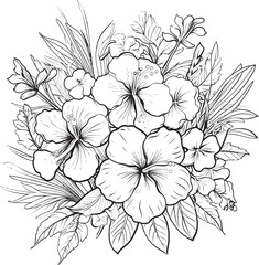 Colorful Rainforest Botanical Design Iconic Graphic Art Hawaiian Floral and Leaf Logo Island Inspired Design