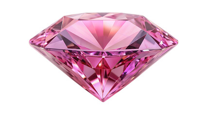 pink gemstone with a classic round cut. This gem has many reflective surfaces that create a sparkling effect