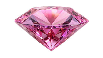 pink gemstone with a classic round cut. This gem has many reflective surfaces that create a sparkling effect