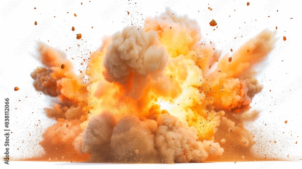 Poster an explosion isolated on a transparent background using generative ai