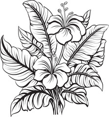 Hibiscus Bloom Artistry Artistic Graphic Creation Tropical Leaf Harmony Natural Logo Expression