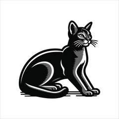 Abyssinian cat, vector illustration, silhouette