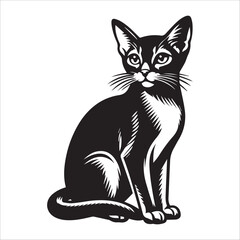 Abyssinian cat, vector illustration, silhouette