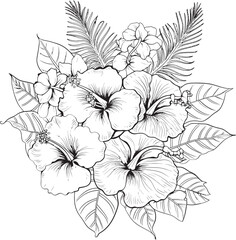 Colorful Hawaiian Flower Icon Tropical Art Concept Island Paradise Leaf and Blossom Logo Fresh Graphic Vision