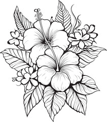 Jungle Leafy Paradise Botanical Graphic Art Tropical Blossom Icon Abstract Design Concept