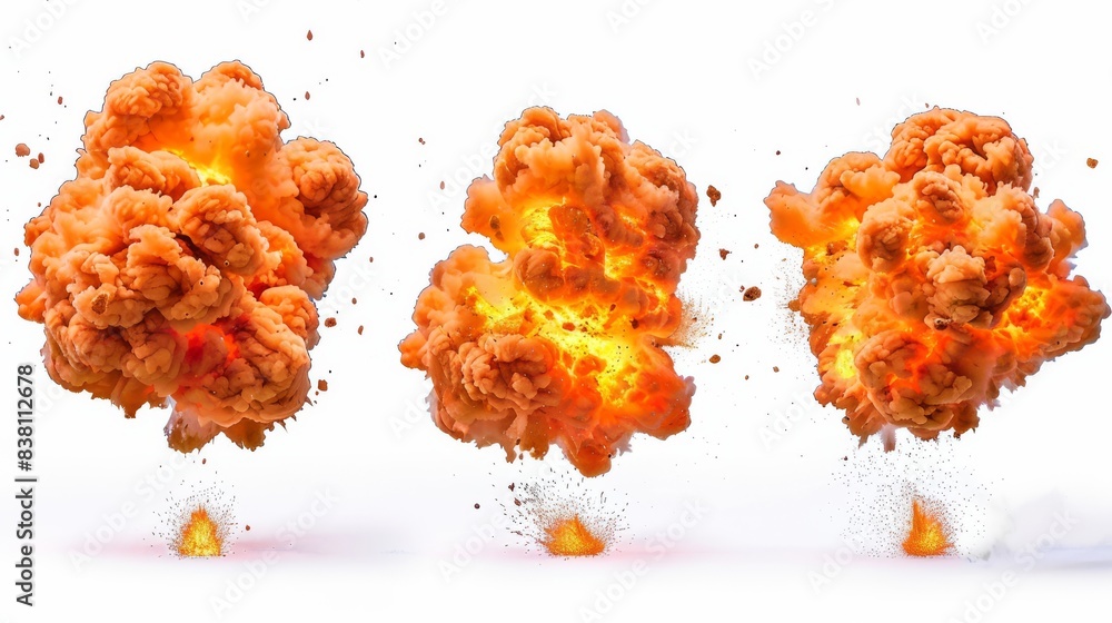 Poster isolated red explosions on transparent backgrounds - generative ai