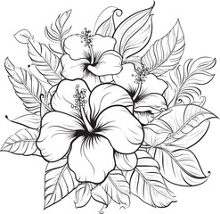 Exotic Flower Bouquet Artistic Icon Exploration Leafy Tropical Symbol Minimal Logo Integration