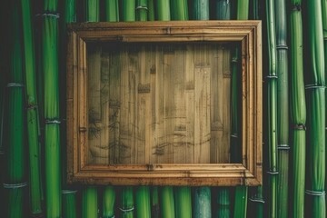 Bamboo tropical frame template background with copy space