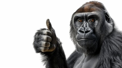 Obraz premium A monkey giving a thumbs up on a transparent background - Generative AI
