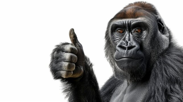 A monkey giving a thumbs up on a transparent background - Generative AI