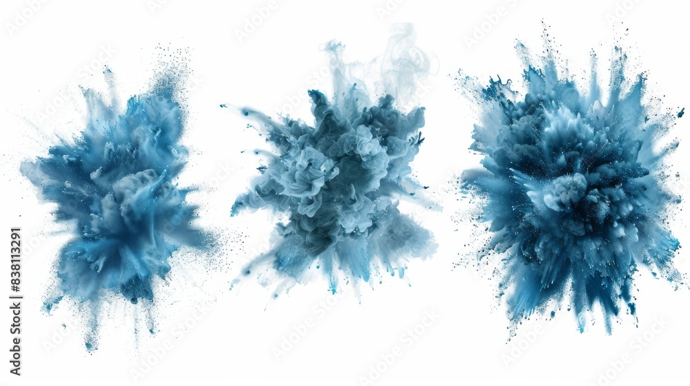 Poster an isolated blue explosion on a transparent background - created using generative ai