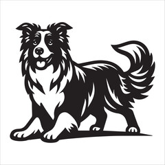 Border Collie dog, vector illustration, silhouette