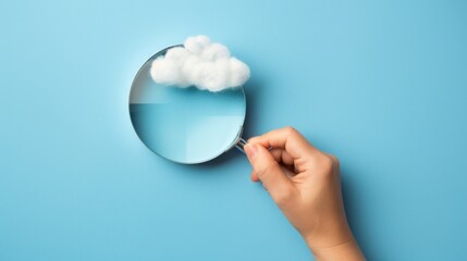 An icon supporting cloud technology, illustrating a large network of backup platforms, storage of data in business networks, and cyber security software. An icon for the cloud technology is a hand