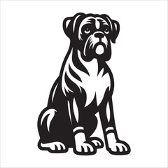 Boxer dog, vector illustration, silhouette