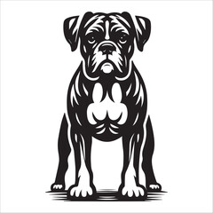 Boxer dog, vector illustration, silhouette 1