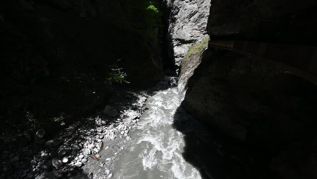 River Flowing Through a Rocky Gorge in Liechtensteinklamm