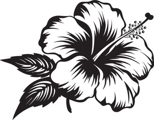 Hibiscus Flower Vector Modern Graphic Art Tropical Hibiscus Essence Minimalist Logo Concept