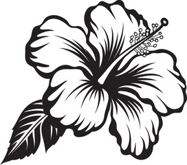 Vibrant Hibiscus Illustration Artful Representation Exotic Hibiscus Spirit Simple Iconic Style