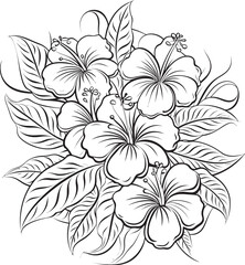 Tropical Hibiscus Bouquet Creative Vision Hibiscus Leaf Pattern Minimal Iconic Imagery