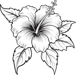 Exotic Hibiscus Essence Minimal Integration Hibiscus Floral Fusion Abstract Graphic